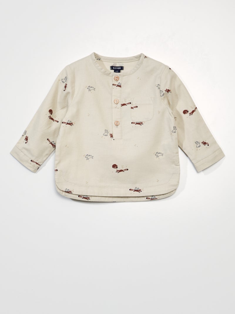 Chemise en flanelle avec imprimé animaux Beige - Kiabi