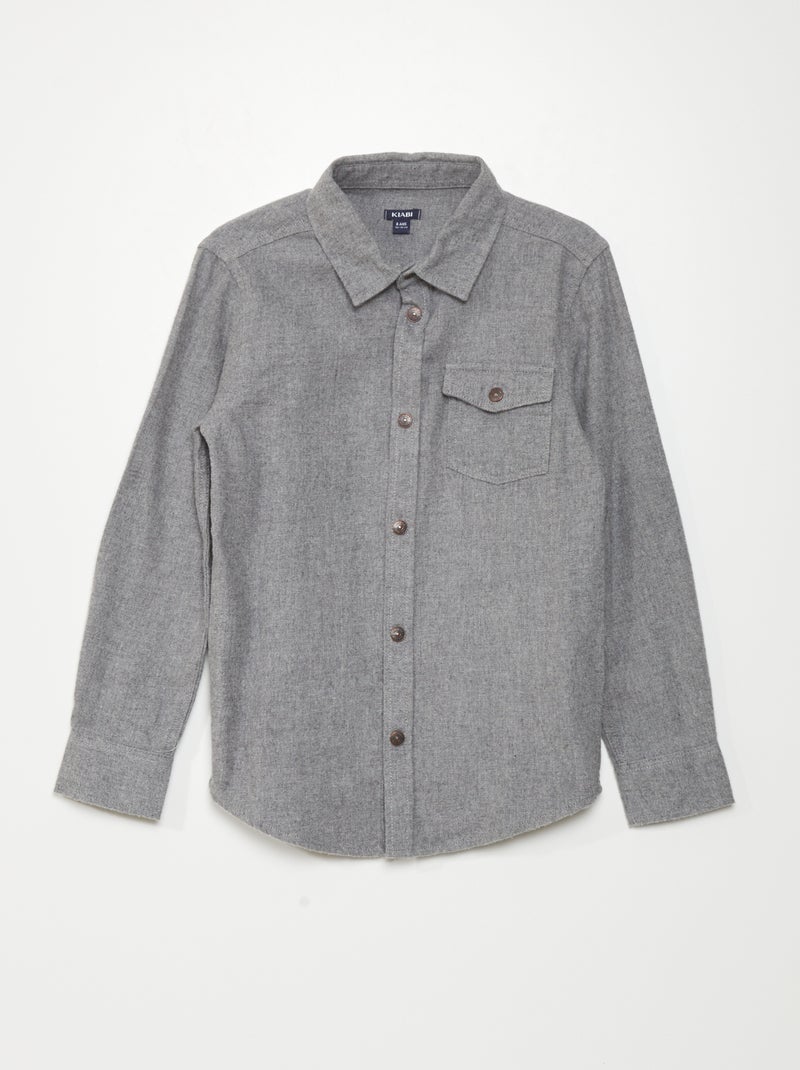 Chemise en flanelle Gris - Kiabi