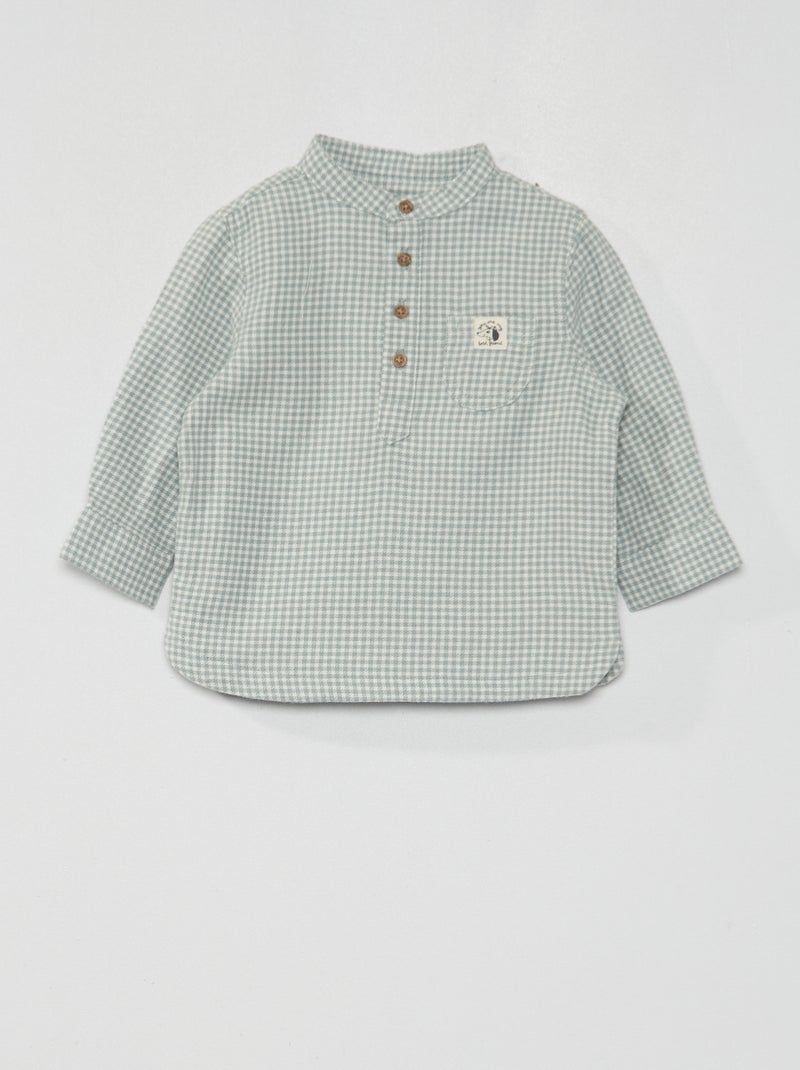 Chemise en flanelle imprimé vichy Bleu - Kiabi