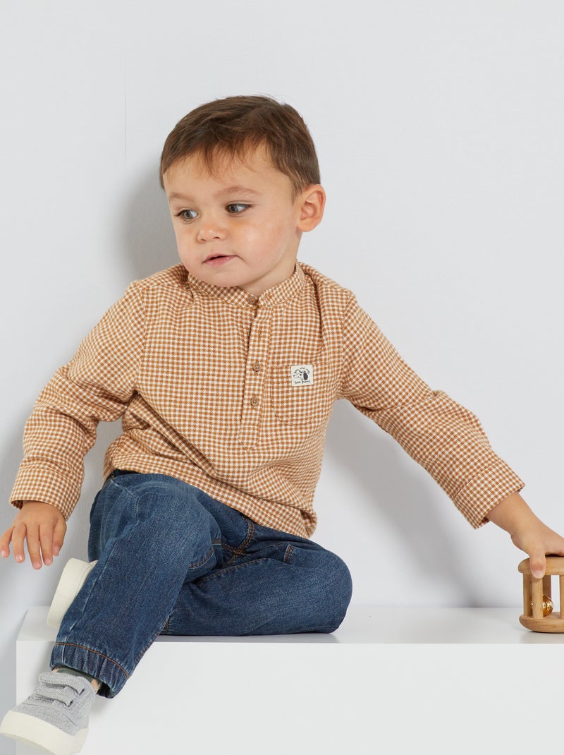 Chemise en flanelle imprimé vichy Marron - Kiabi