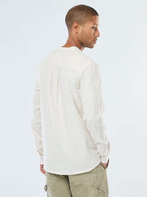 Chemise en flanelle uni avec un col mao - Kiabi