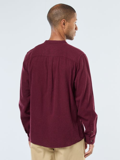 Chemise en flanelle uni avec un col mao - Kiabi