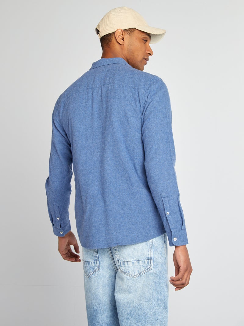 Chemise en flanelle unie Bleu - Kiabi