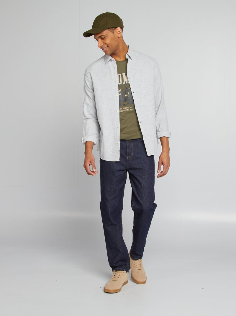 Chemise en flanelle unie Gris - Kiabi