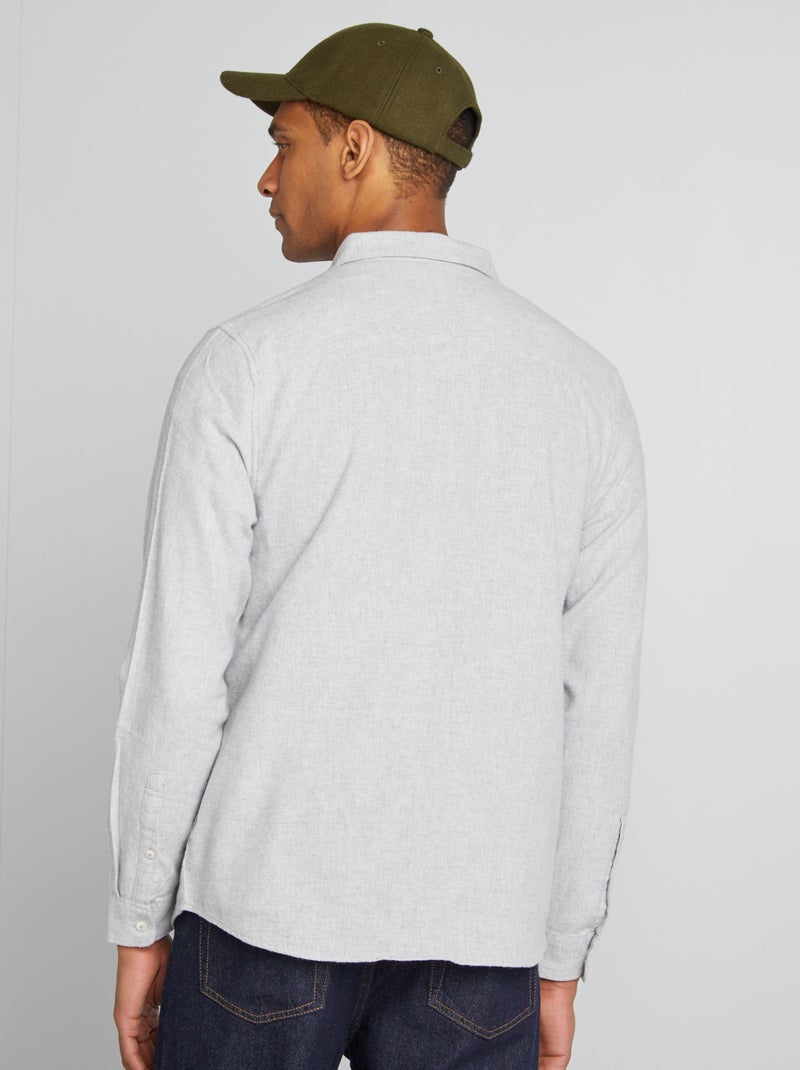 Chemise en flanelle unie Gris - Kiabi