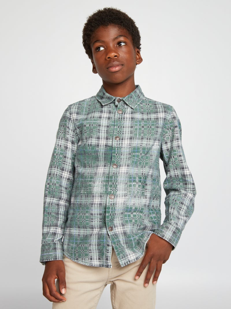 Chemise en flanelle Vert - Kiabi