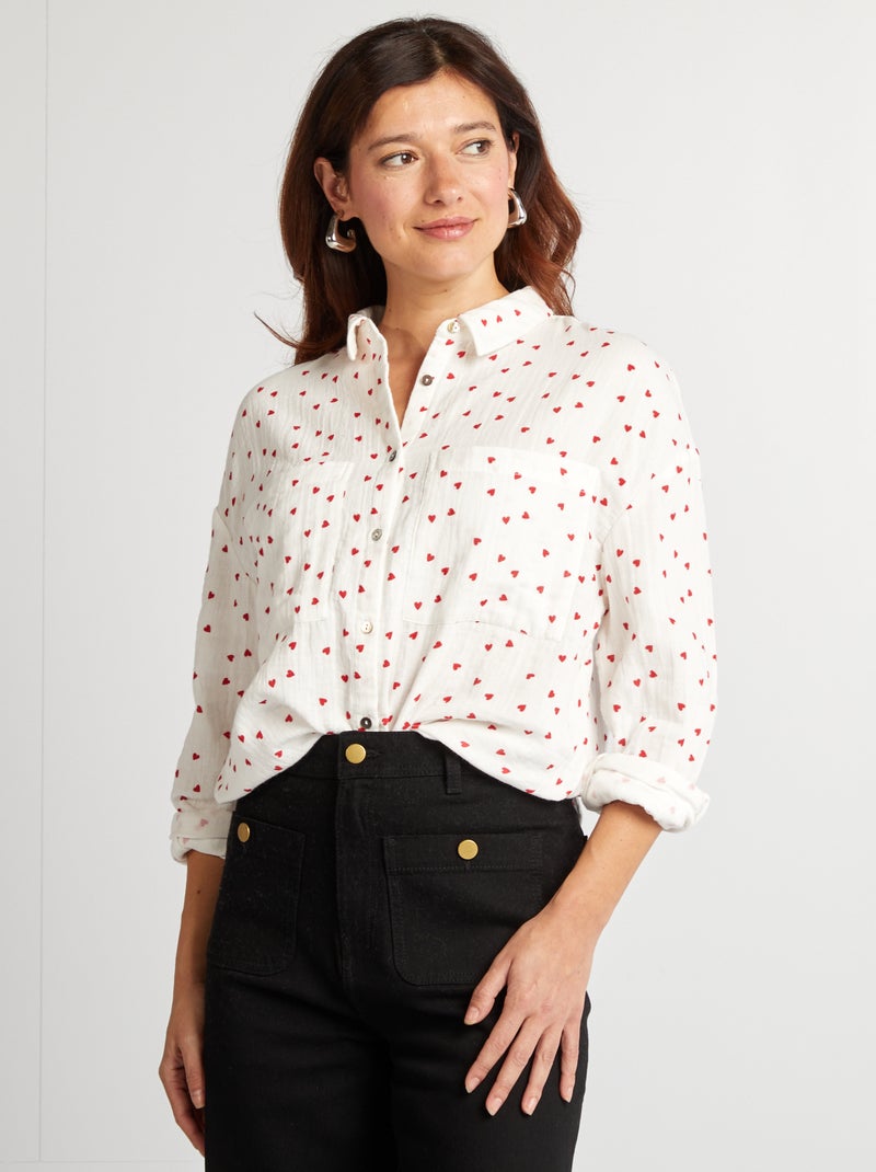 Chemise en gaze de coton - Saint-valentin Rouge - Kiabi