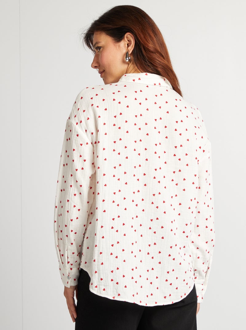 Chemise en gaze de coton - Saint-valentin Rouge - Kiabi