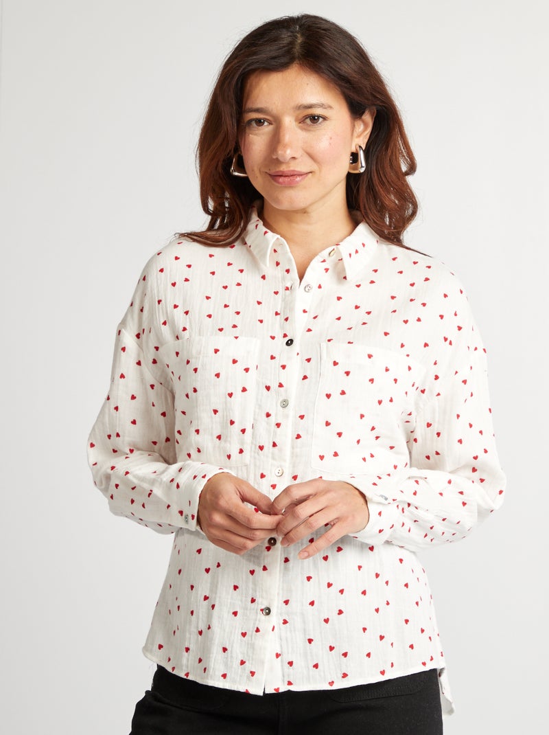 Chemise en gaze de coton - Saint-valentin Rouge - Kiabi