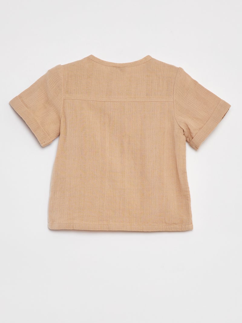Chemise en gaze de coton à manches courtes BEIGE - Kiabi