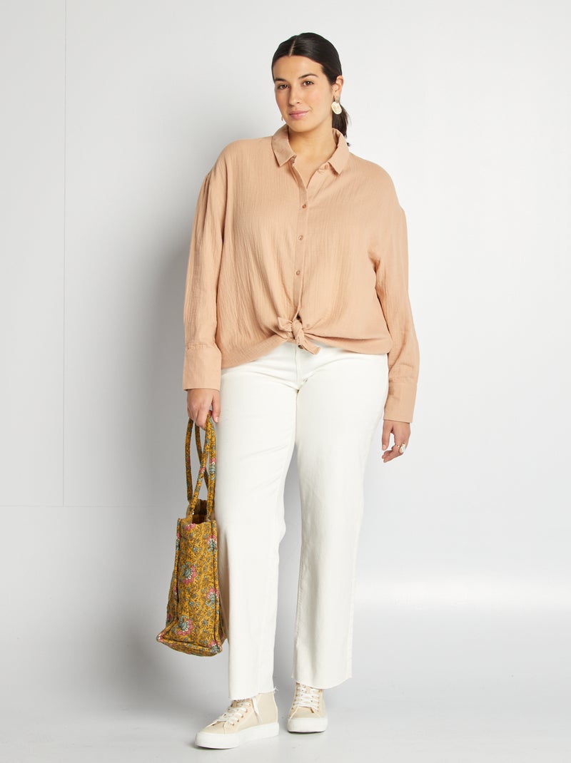 Chemise en gaze de coton Beige - Kiabi