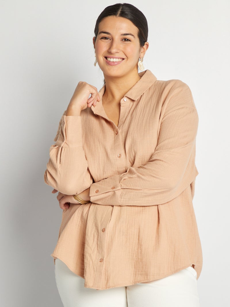 Chemise en gaze de coton Beige - Kiabi