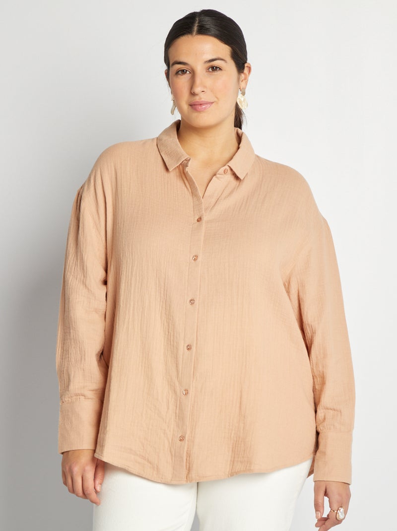 Chemise en gaze de coton Beige - Kiabi
