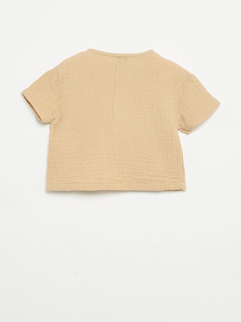 Chemise en gaze de coton Beige - Kiabi