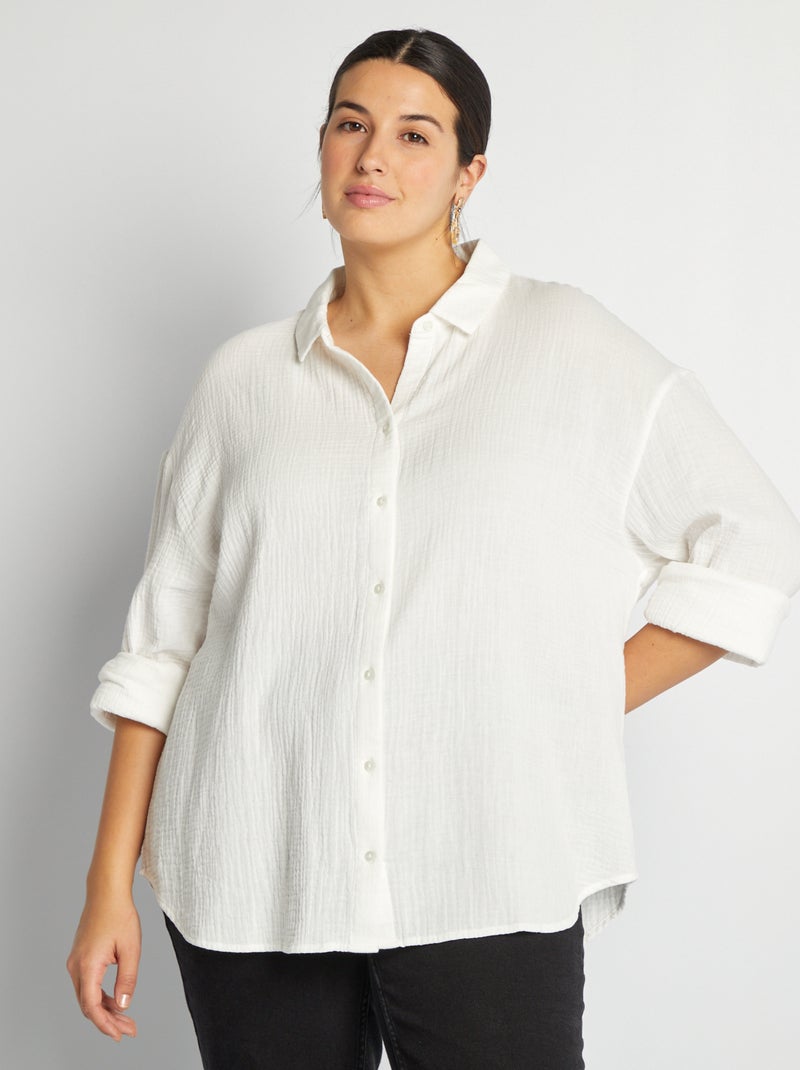 Chemise en gaze de coton blanc - Kiabi