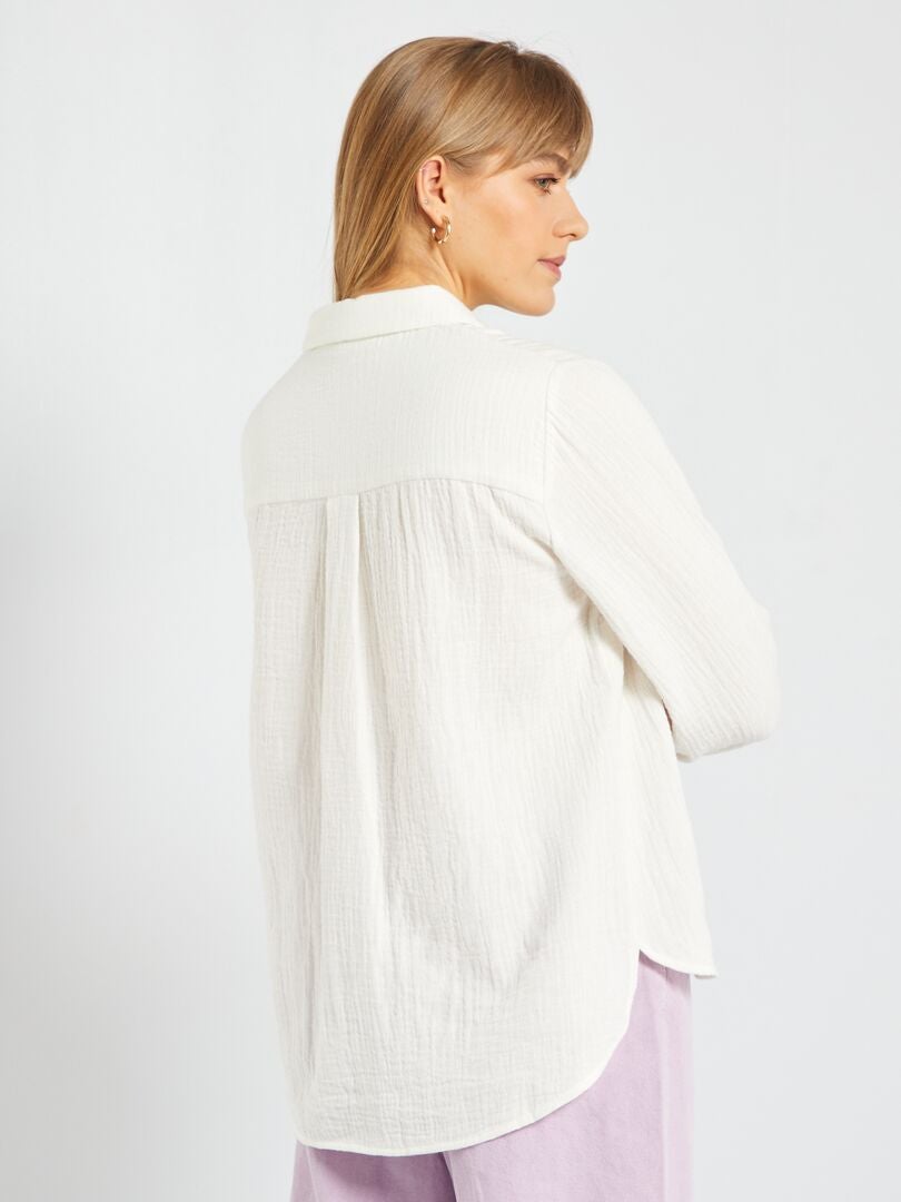Chemise en gaze de coton blanc - Kiabi