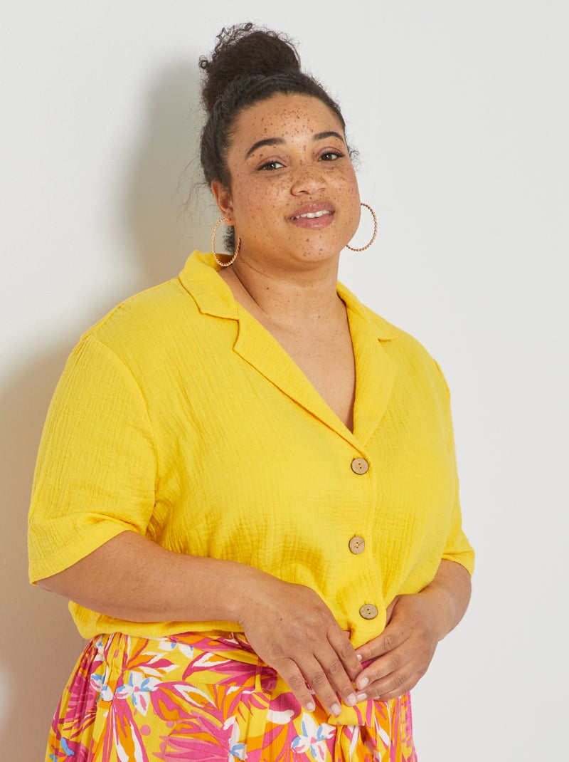 Chemise en gaze de coton jaune soleil - Kiabi