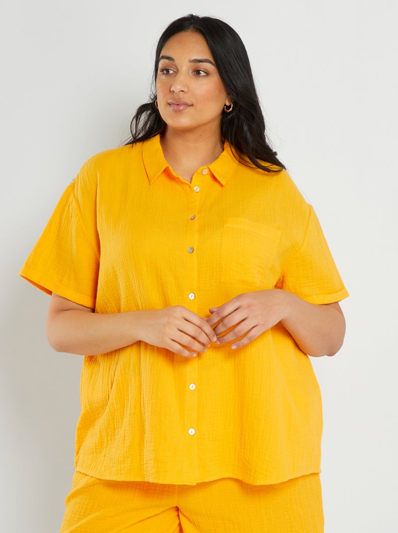 Chemise en gaze de coton Jaune - Kiabi