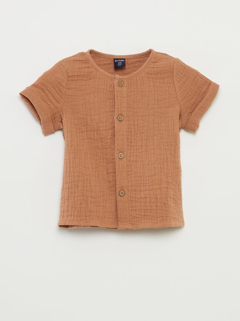Chemise en gaze de coton MARRON - Kiabi