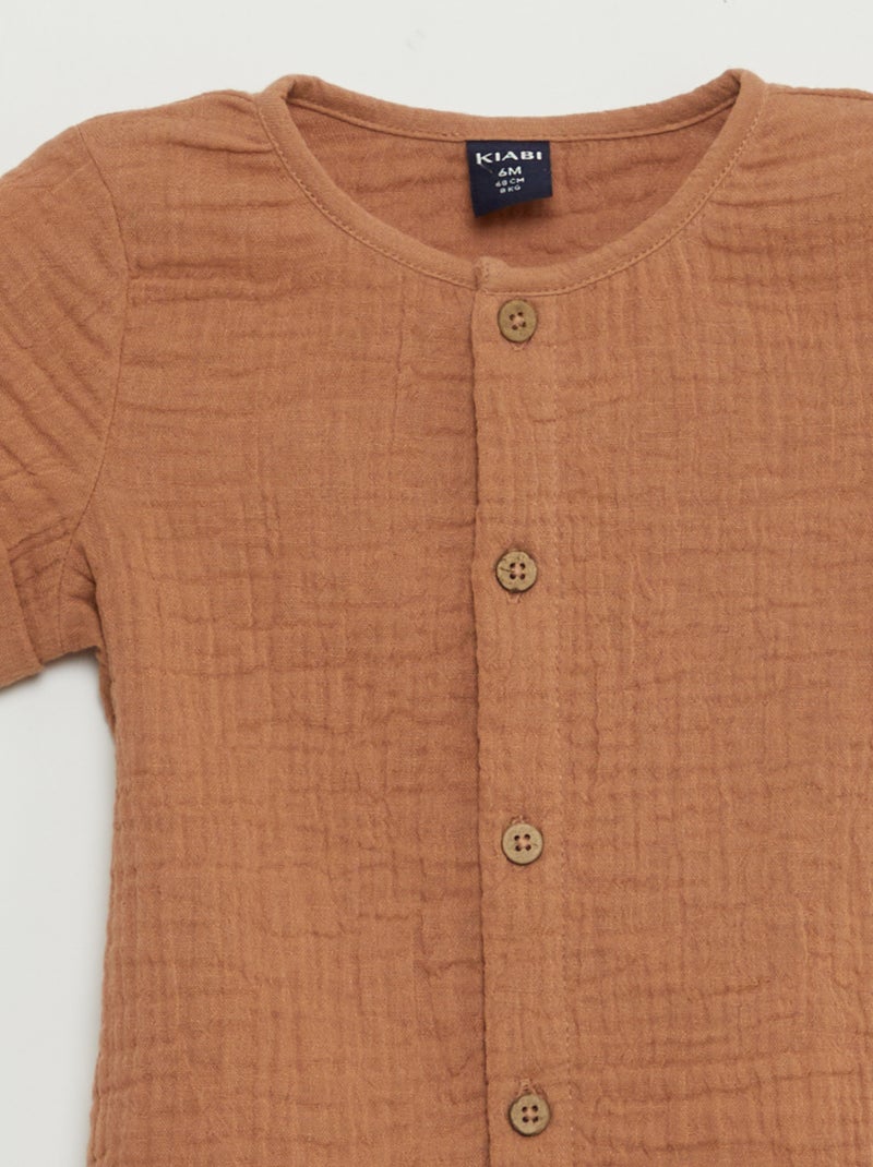 Chemise en gaze de coton MARRON - Kiabi