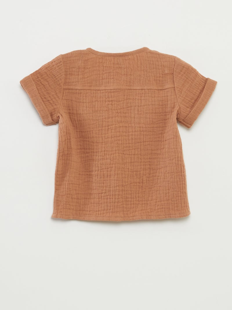 Chemise en gaze de coton MARRON - Kiabi