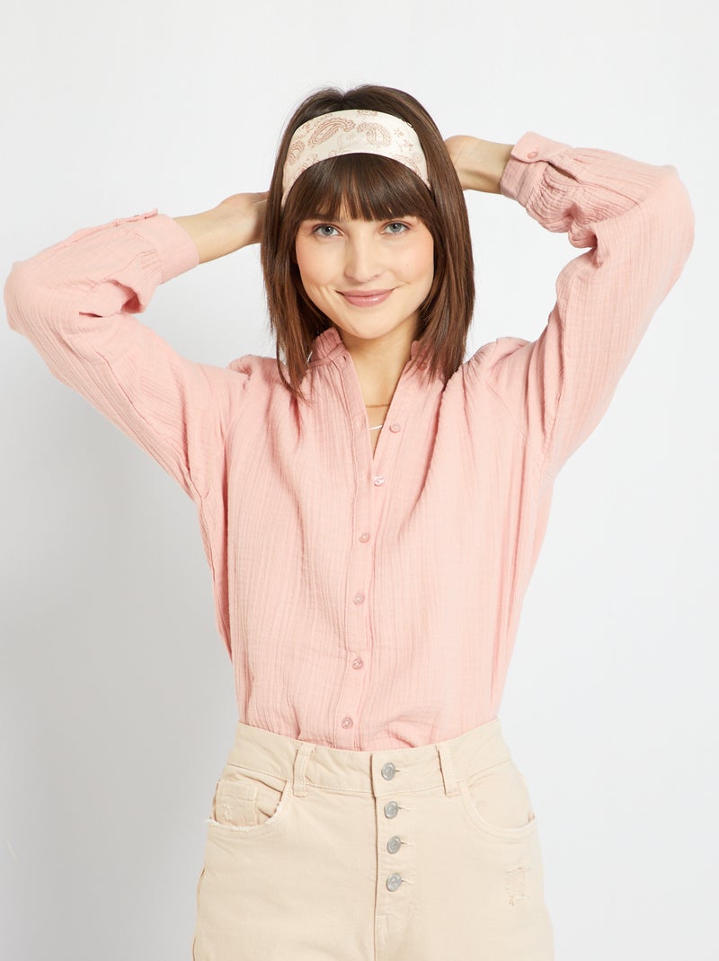 Chemise en gaze de coton rose - Kiabi