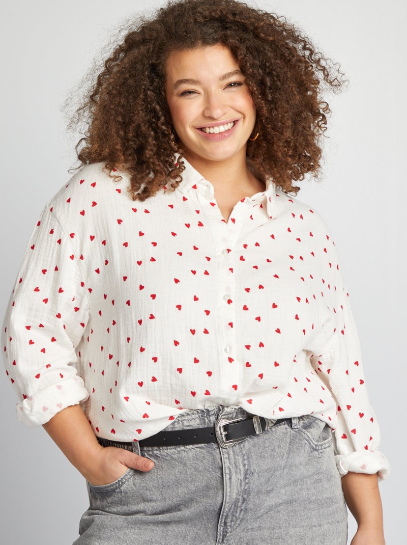 Chemise en gaze de coton Rouge - Kiabi
