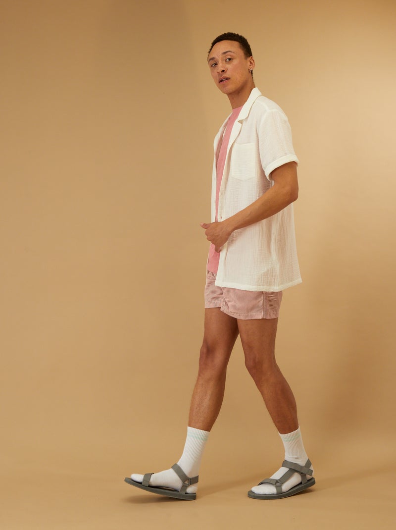 Chemise en gaze de coton uni blanc - Kiabi