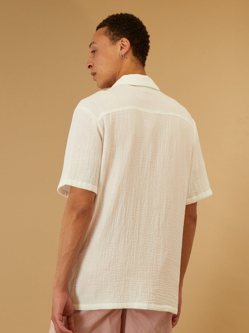Chemise en gaze de coton uni blanc - Kiabi