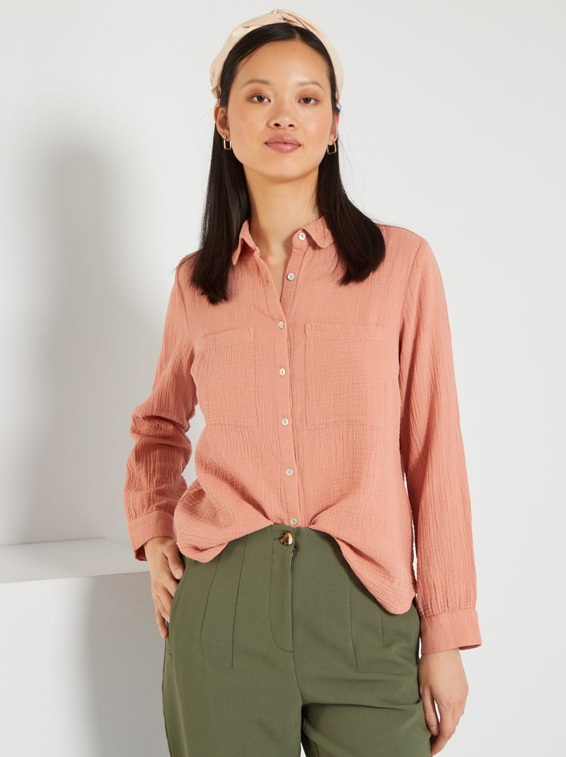 Chemise en gaze de coton Vieux rose - Kiabi