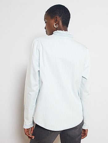 Chemise en jean à col volanté - Kiabi