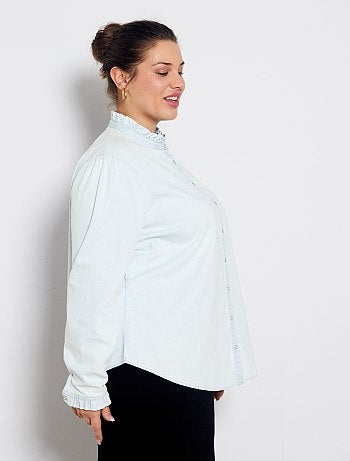 Chemise en jean à col volanté - Kiabi