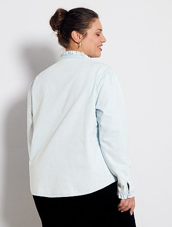 Chemise en jean à col volanté - Kiabi