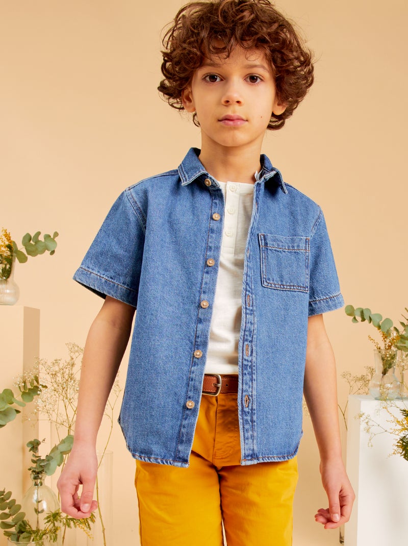 Chemise en jean à manches courtes Bleu - Kiabi