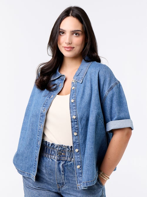 Chemise en jean à manches courtes - Kiabi