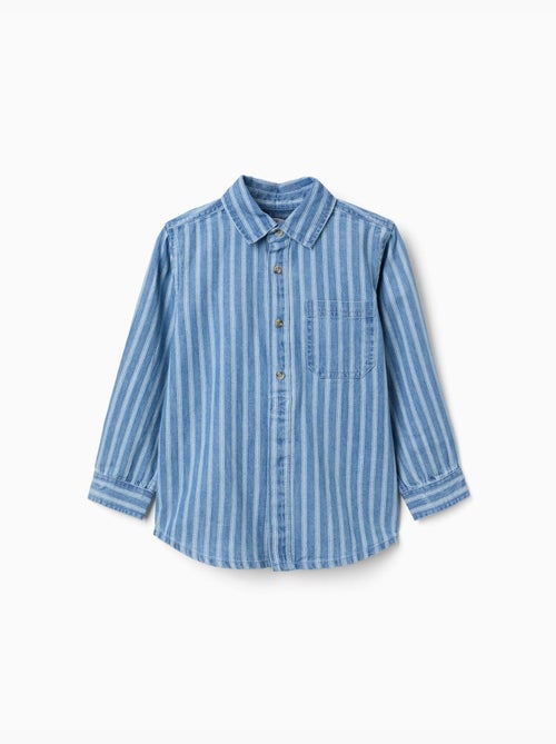 Chemise en jean à rayures et poche - Kiabi Chemise en jean à rayures et poche - Kiabi