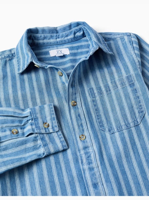 Chemise en jean à rayures et poche - Kiabi Chemise en jean à rayures et poche - Kiabi