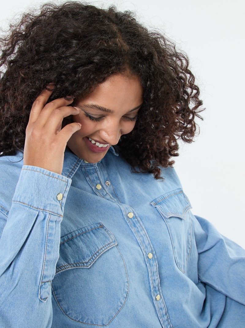Chemise en jean avec 2 poches poitrine Bleu - Kiabi