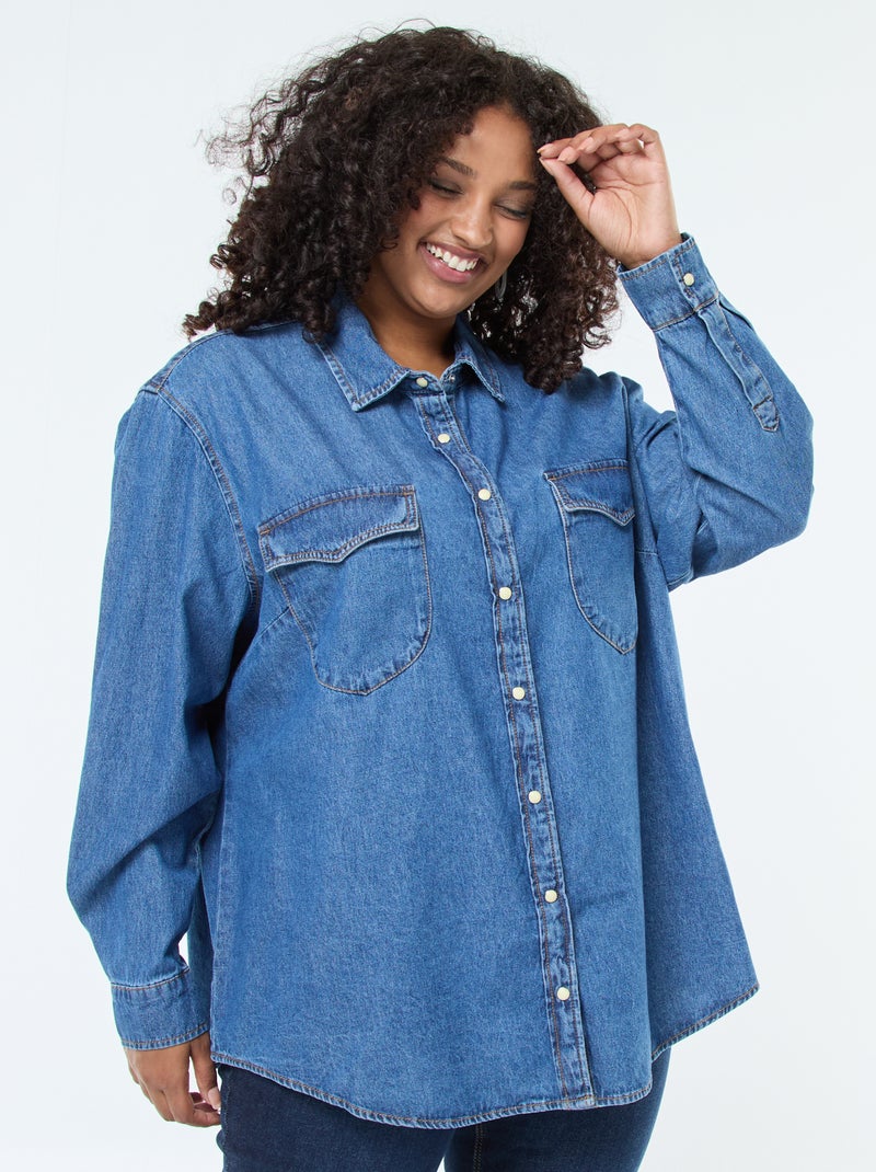 Chemise en jean avec 2 poches poitrine Bleu - Kiabi