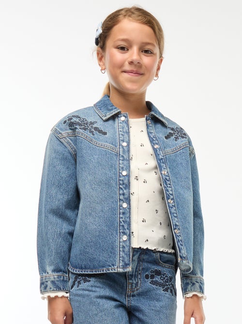 Chemise en jean avec broderies - Kiabi