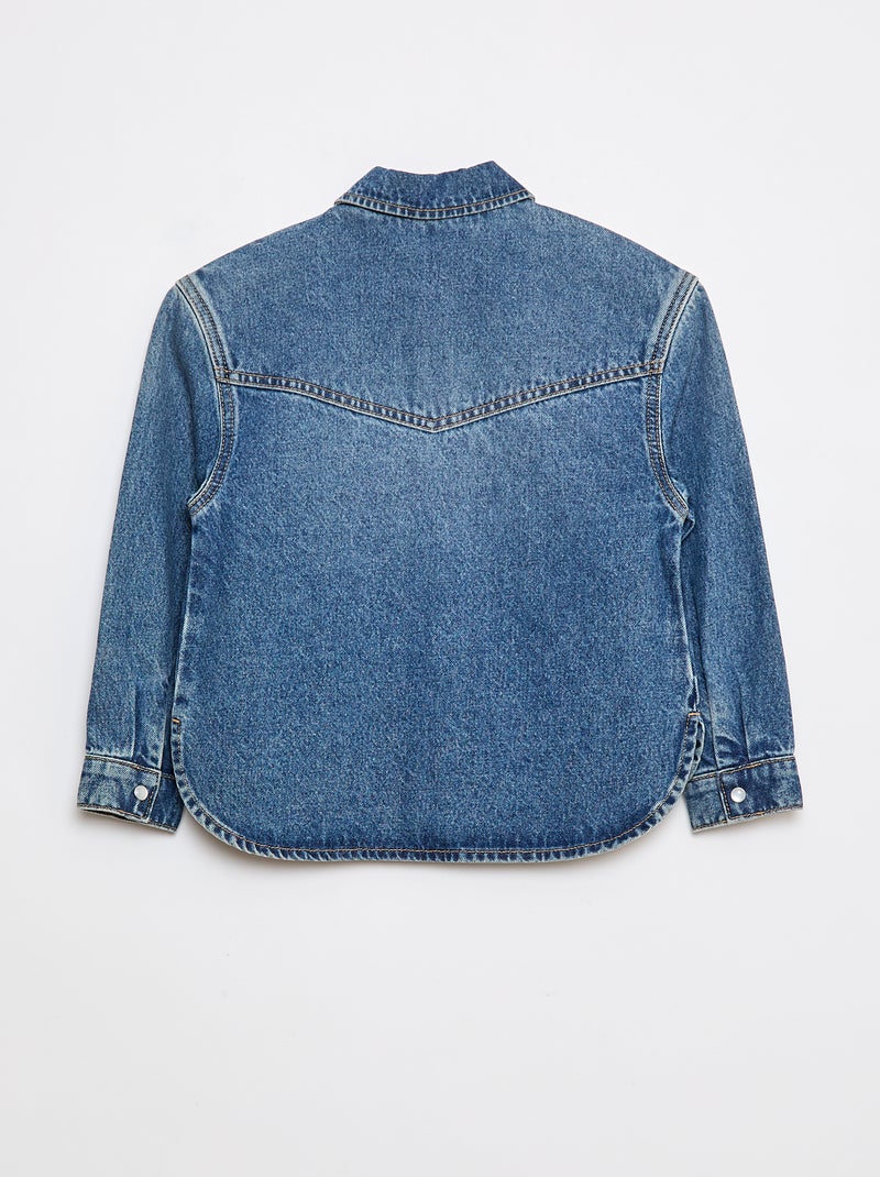 Chemise en jean avec broderies Bleu - Kiabi