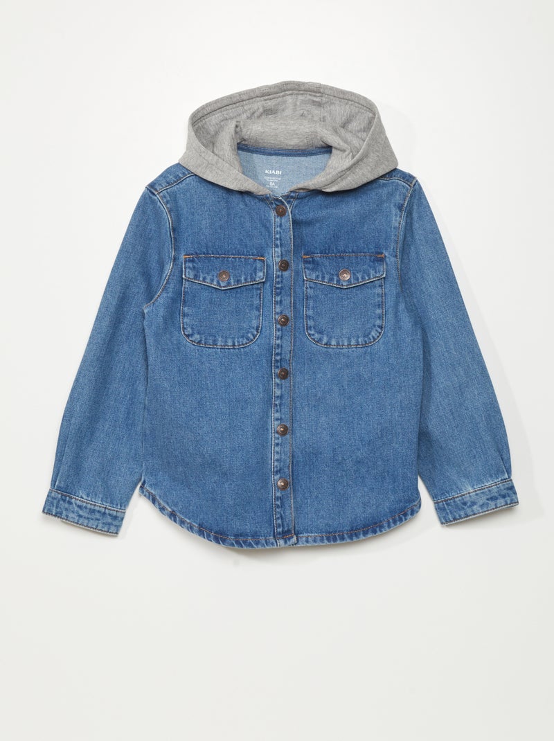 Chemise en jean avec capuche Bleu - Kiabi