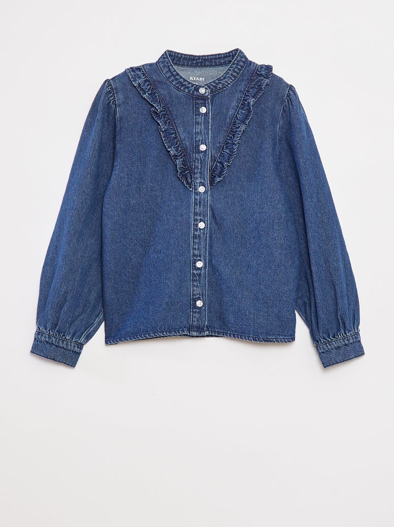 Chemise en jean avec col volanté Bleu - Kiabi