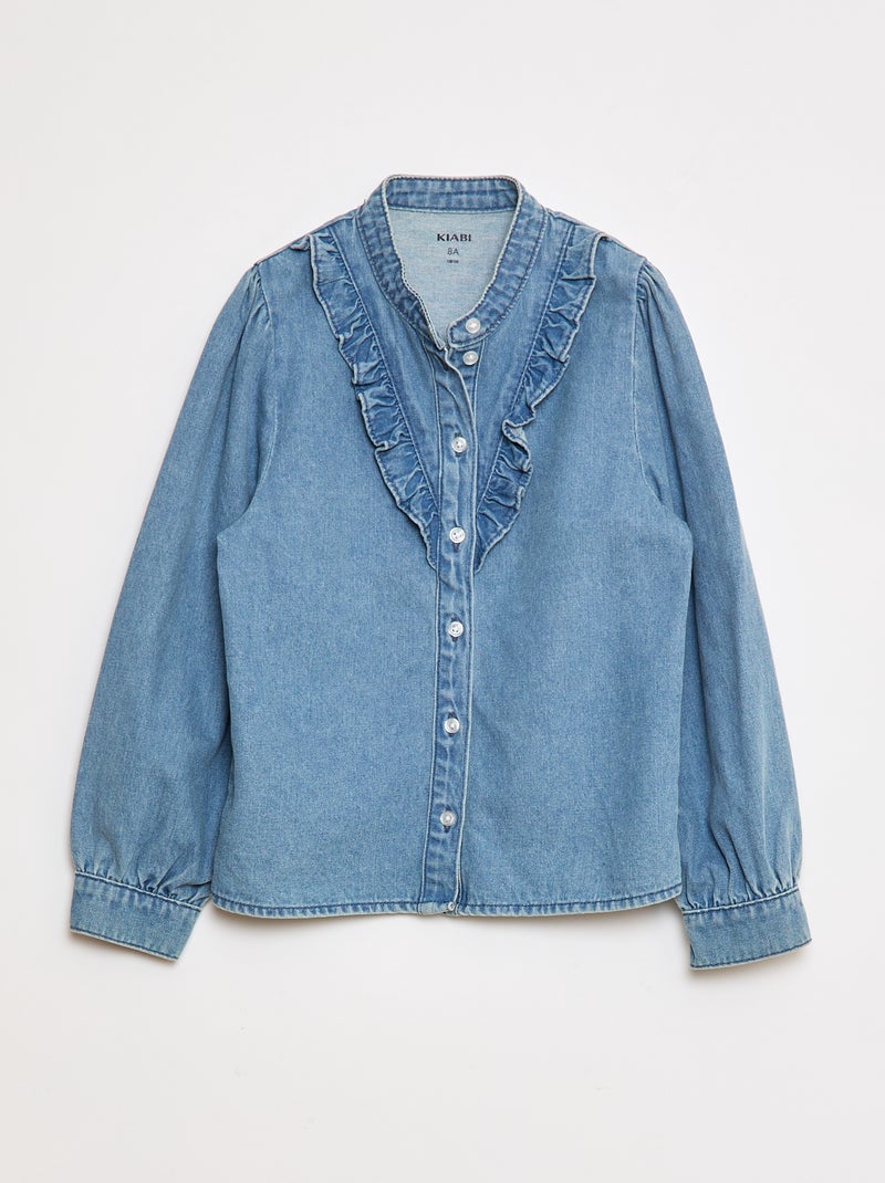 Chemise en jean avec col volanté Double stone - Kiabi