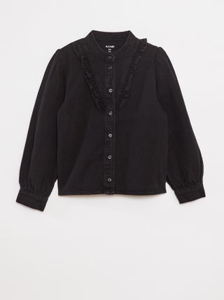 Chemise en jean avec col volanté
