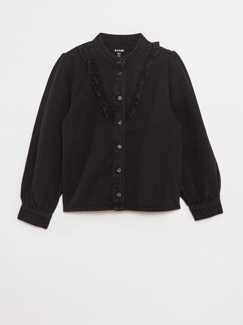 Chemise en jean avec col volanté - Kiabi