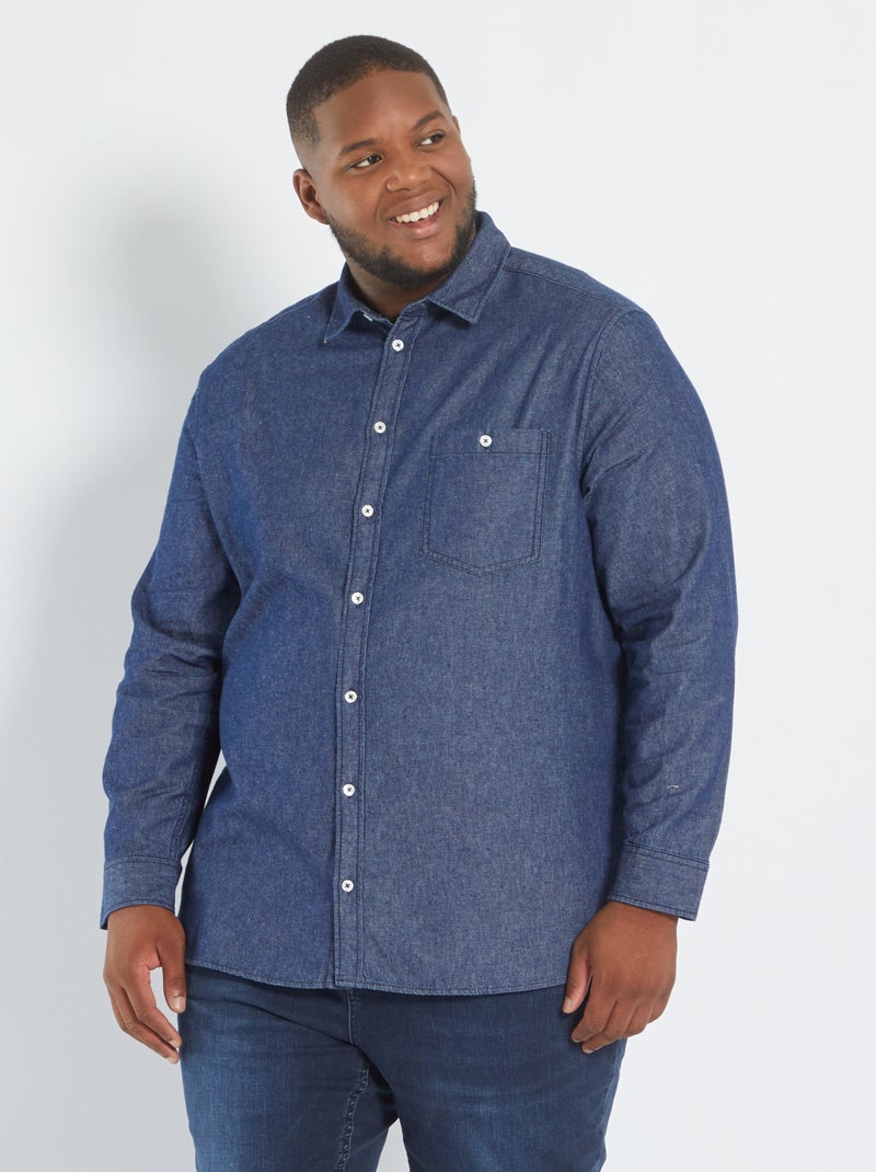 Chemise en jean avec poche Bleu brut - Kiabi