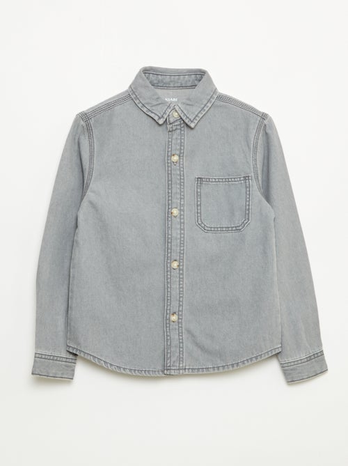 Chemise en jean avec poche poitrine - Kiabi