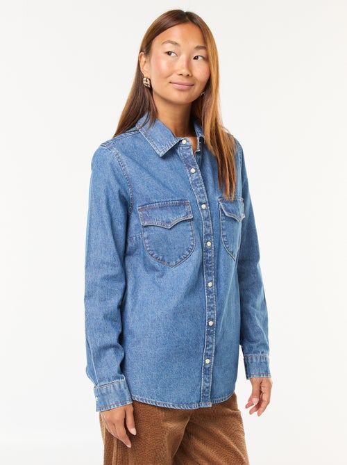Chemise en jean avec poches à rabat - Kiabi