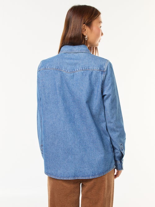 Chemise en jean avec poches à rabat - Kiabi